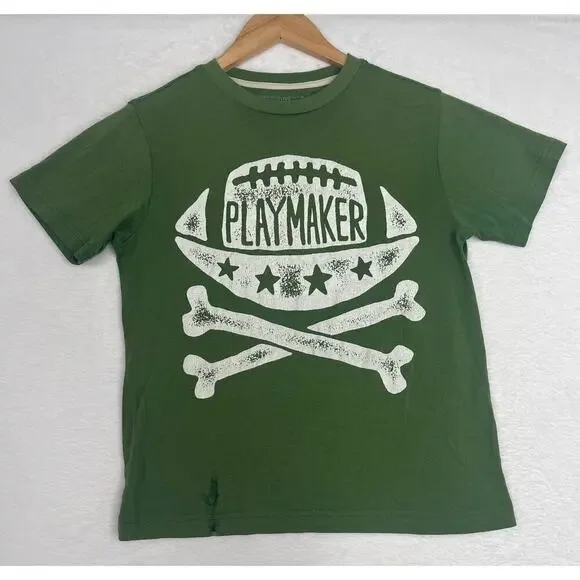 VNTG Old Navy "Playmaker" Green Distressed Baby Tee sz M y2k Rachel Green 90s - Picture 2 of 8